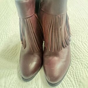 Fringe Leather Ankle Boots
